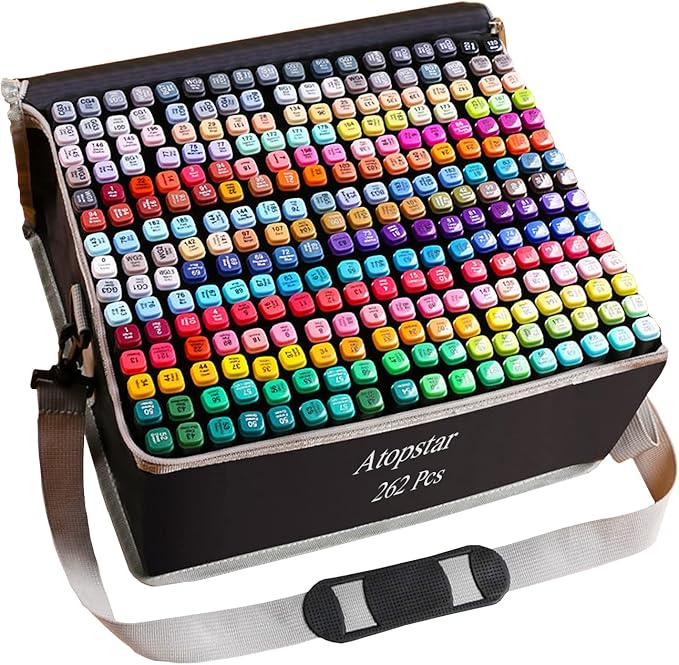 262 Colors Alcohol Markers for Artist Drawing - Dual Tip Art Markers for Adult Coloring Painting Supplies (262 Black Shell)