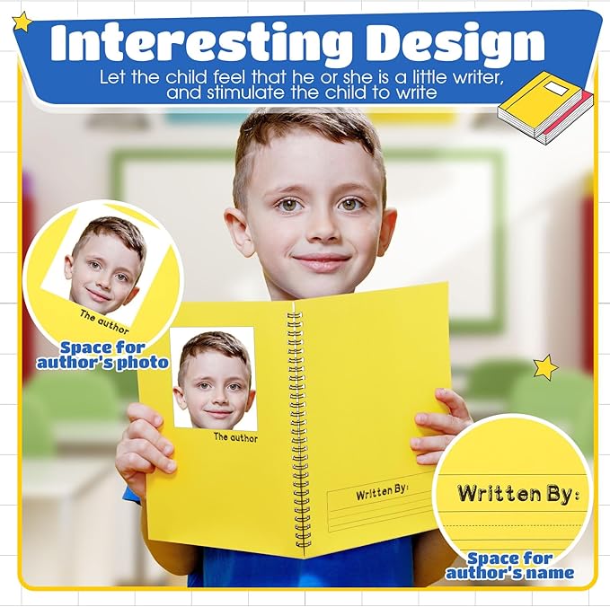 Henoyso 10 Pcs 100/50 Sheets Primary Composition Notebook K-2 Bulk Spiral Primary Journal Drawing Handwriting Practice for Kids Kindergarten 1st 2nd Back to School Supplies (Bright Color,50 Sheets)