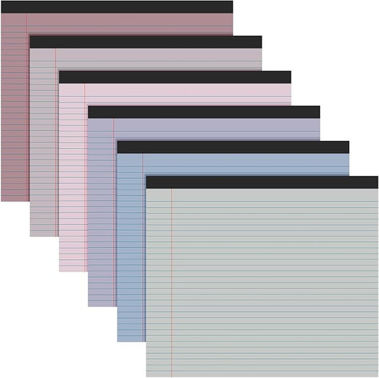 Lincia 6 Pcs 11" x 9.5" Legal Pads College Ruled Notepad Landscape Notebook Horizontal Lined Notebook 80 Gsm Assorted Colors Paper Pastel Writing Pads for School Office, 40 Sheet (Classic Color)