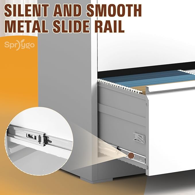 3-Drawer Lateral File Cabinet with Lock, Black Metal Filing Cabinet for Office or Home – Secure Storage for Letter/Legal/A4/F4 Documents, Easy to Assemble Locking File Organizer (White, 3 Drawer-40"H)