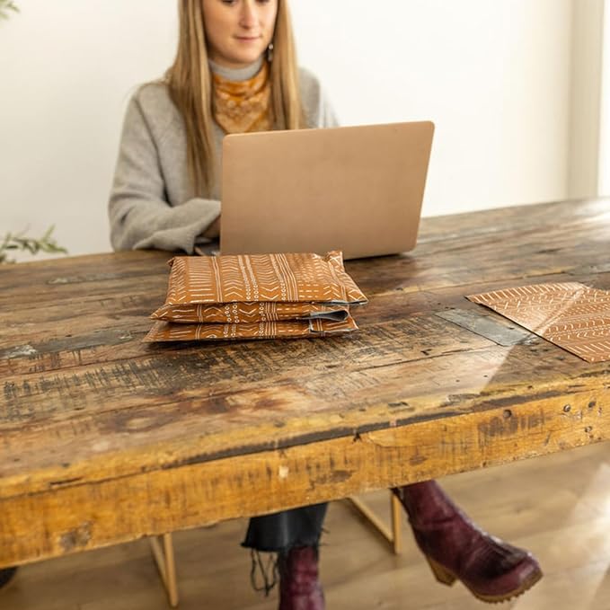 Poly Mailers 6x9 Inch 100 Pack Small Shipping Bags Strong Thick Mailing Envelopes | Self Sealing Adhesive | Waterproof & Tear Resistant | Small Business Packaging for Clothing - Boho Brown