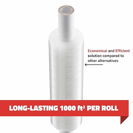 Stretch Wrap with Handle Industrial Strength 2 Pack 11" x 1000 Ft 60 Gauge Thick (15 Micron) Shrink Wrap Roll for Moving Supplies, Furniture, Pallets, Plastic Wrap for Packing, Heavy Duty Stretch Film