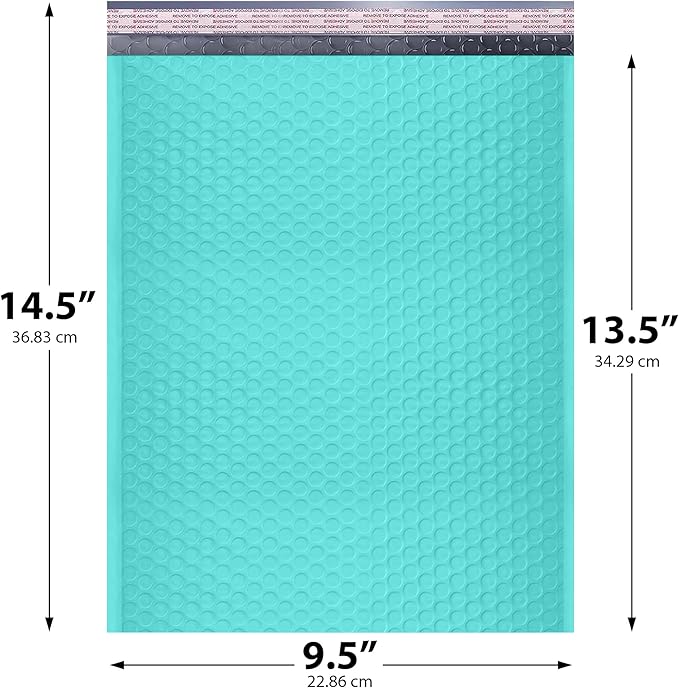 Teal Large Poly Bubble Mailers 9.5x14.5 inch #4 | Self Seal Padded Envelopes Cushioned Bubble Mailer | Usable Size 9.5x13.5 | WaterProof | Lightweight mailing Shipping Bags | 200 Pack Bulk