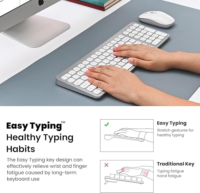 cimetech Wireless Keyboard and Mouse Combo, Compact Full Size Wireless Keyboard and Mouse Set Less Noise Keys 2.4G Ultra-Thin Sleek Design for Windows, Computer, PC, Notebook, Laptop - Silver
