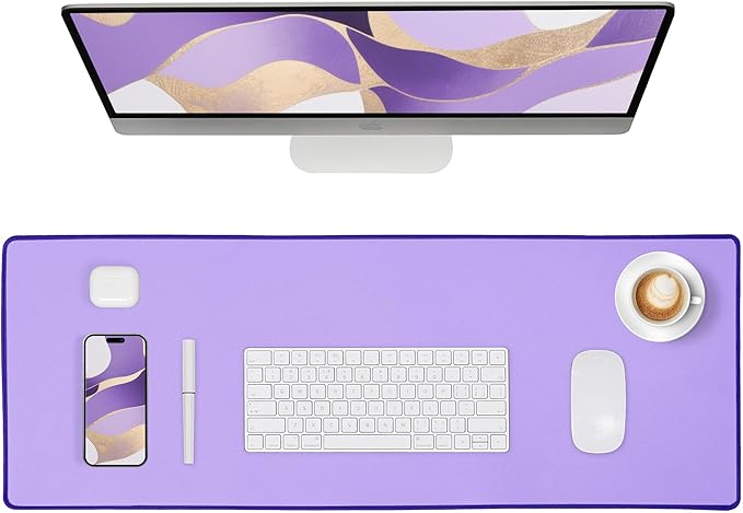 ALOANES Waterproof Mouse Pad with Durable Stitched Edge, XL Gaming Keyboard Pad, Non-Slip Rubber Base Mouse Mat, Extended Desk pad for Gamer, Office & Home, Lavender Mousepad 31.5''x 11.8''x 0.12''