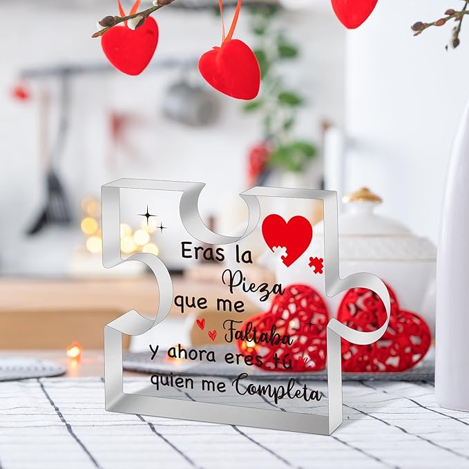 Yopyame Romantic Gifts for Girlfriend - Spanish Acrylic Puzzle Plaque for Girlfriend Christmas Gift Anniversary Valentine's Day Acrylic Keepsake Paperweight Gift for Her to My Girlfriend Birthday Gift