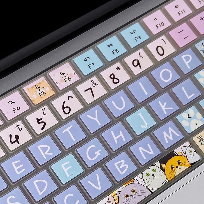 Keyboard Cover Skin for 2021-2024 MacBook Pro 14/16 (A2442 A2485 A3112 A3401 A3403 A2992 A2779 A2780 A2991 A2918 M1/M2/M3 M4) & MacBook Air 13.6''/15'' (A2681 A3113 A2941 A3114),Cute Cat