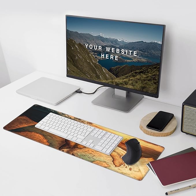 Antique World Map Extended Big Mouse Pad Large,XL Gaming Mouse Pad Desk Pad,31.5x11.8inch Long Computer Keyboard Mouse Mat Mousepad with 3mm Non-Slip Base for Home Office Work