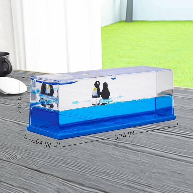 Honsheng Unsinkable Surfing Penguin Liquid Wave Paperweight Desk Sensory Toy Gifts for Kids Desk Stress Relievers for Adults