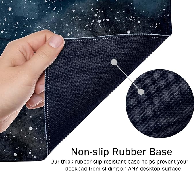 SSOIU Extended Gaming Mouse Pad (35.5x15.7 in) Dark Starry Deep Space Desk Mat, Cute Galaxy Desk Pad