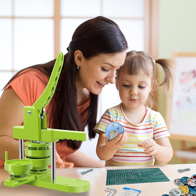 Button Maker Machine Multiple Sizes 200 Pcs，Pin Maker Machine 2.25+3 Inch Badge Maker,DIY Badge Making Kit with Free Button Parts, Circle Cutter