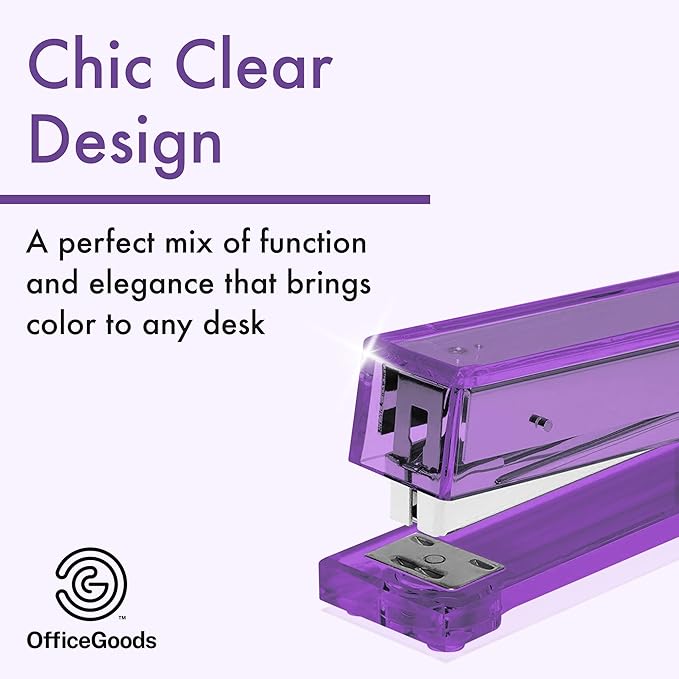 OfficeGoods Acrylic Stapler – Aesthetic & Durable Purple Desk Staple for Modern Office – Stylish & Compact Office Supplies for Women & Men