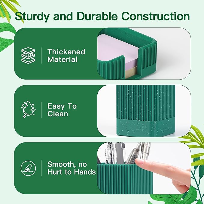 Aesthetic Desk Organizers and Accessories Set of 3 with Pen Holder,Paperclip Holder,Sticky Note Holder - Durable Plastic Pencil Holder for Office Women Men-Teacher Appreciation/Back-to-school Gift