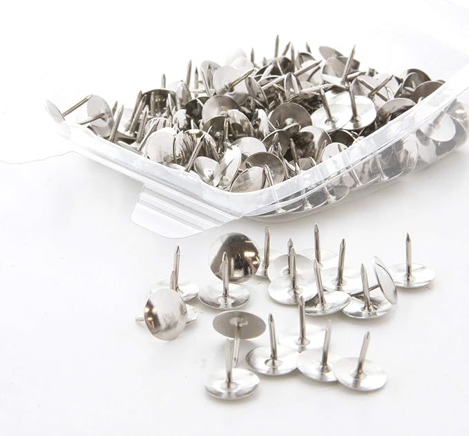 BAZIC Push Pins, Nickel Silver Flat Head Steel Point Thumb Tacks Pin for Cork Bulletin Board Map Posters Picture Office School (200/pack), 1-Pack…