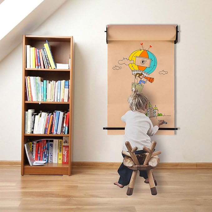 48”Kraft Paper Dispenser Holder Wall Mount, Heavy-Duty Paper Cutter Butcher Paper Dispenser to Do Lists, DIY Drawing, Taking Note, Artwork, Daily Special - Black