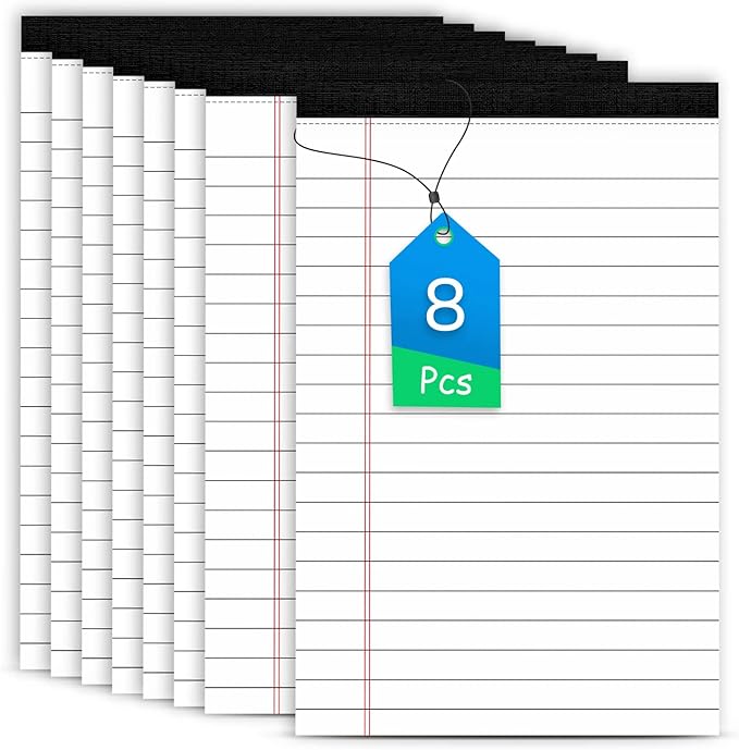 4x6 Inch Small Legal Pads - Lined College Ruled Note Pads 30 Sheets Per Pad - White Writing Notepad for Note Taking, To-Do Lists - Perfect for Office, School, and Home Use (8 Pack)