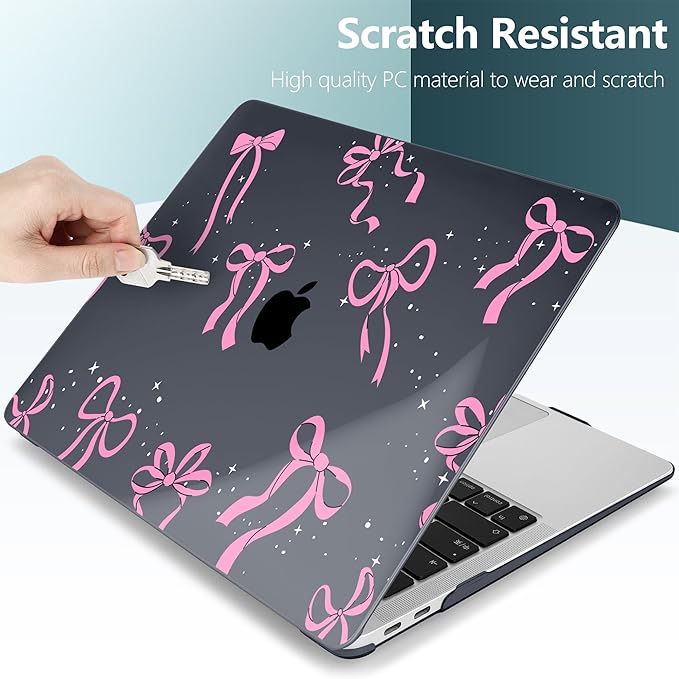 DONGKE Compatible with MacBook Air 13 inch Case 2021 2020 2019 2018 Release A2337 M1 A2179 A1932 with Retina Display & Touch ID, Plastic Hard Shell & Keyboard Cover - Bows & Star