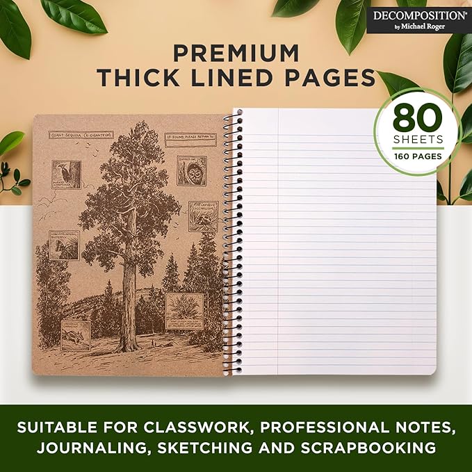 Decomposition 3-Pack Sunny Blossoms College Ruled Spiral Notebook - 9.75 x 7.5 Journal, 160 Lined Pages - 100% Recycled Paper - Notebooks for School Supplies, Home & Office - Made in USA