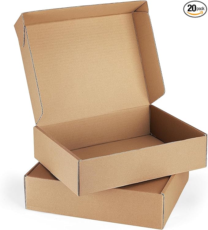 Eupako 12x9x3" Brown Shipping Boxes Corrugated Box Mailers 20 Pack Cardboard Shipping Boxes for Small Business, Mailing