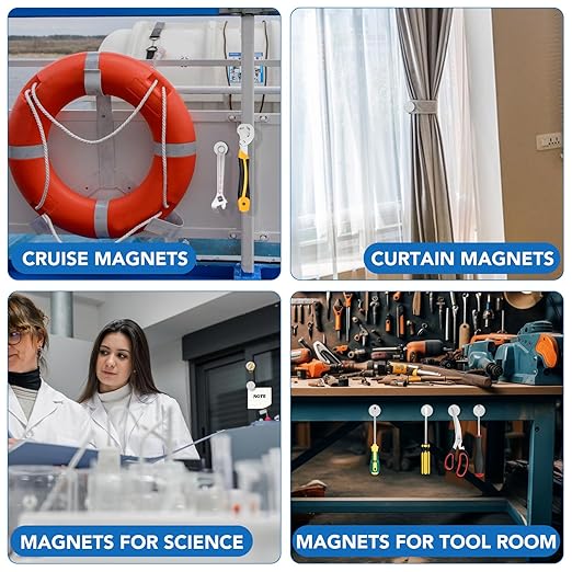 LOVIMAG Super Strong Neodymium Disc Magnets, Powerful Rare Earth Magnets, Heavy Duty Magnet with Adhesive Backing - 1.26 inch x 1/8 inch, Pack of 6