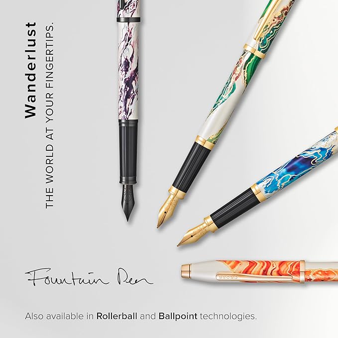 Cross Wanderlust Refillable Fountain Presented in a Luxury Gift Box - Medium Point, Black Ink,