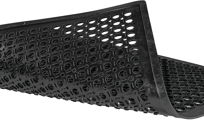 NoTrax 3' x 10' Anti-Fatigue Lightweight Restaurant Rubber Floor Mat with Drainage Holes, Beveled Edges, Non-Slip Mats, Black, T30 Competitor, T30S0310BL