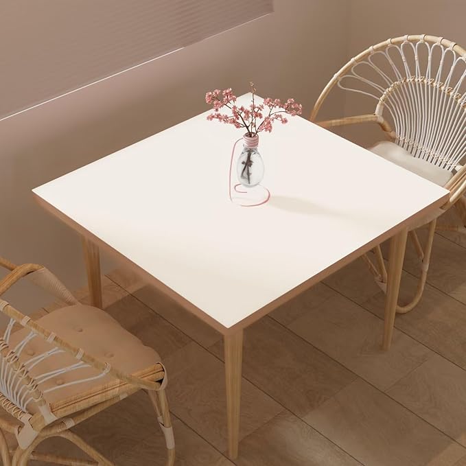 Leather Table Cover,1.8mm Thick,40x40 Inch Table Protector,Table Protector for Dining Room Table,Dining Table Cover,Table Cover Protector.(White+White,40x40)