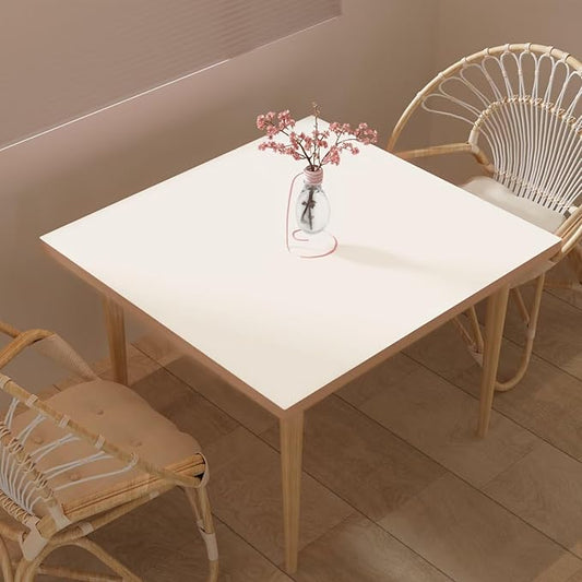 Leather Table Cover,1.8mm Thick,40x40 Inch Table Protector,Table Protector for Dining Room Table,Dining Table Cover,Table Cover Protector.(White+White,40x40)