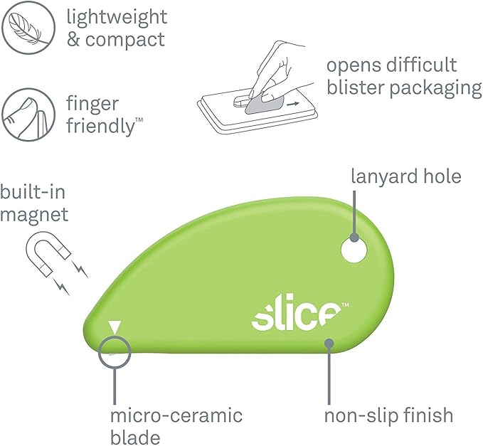 Slice Micro Safety Cutter | Safe Ceramic Box Cutter Lasting 11x Longer than Metal | Keychain Box Opener | 48 Pack