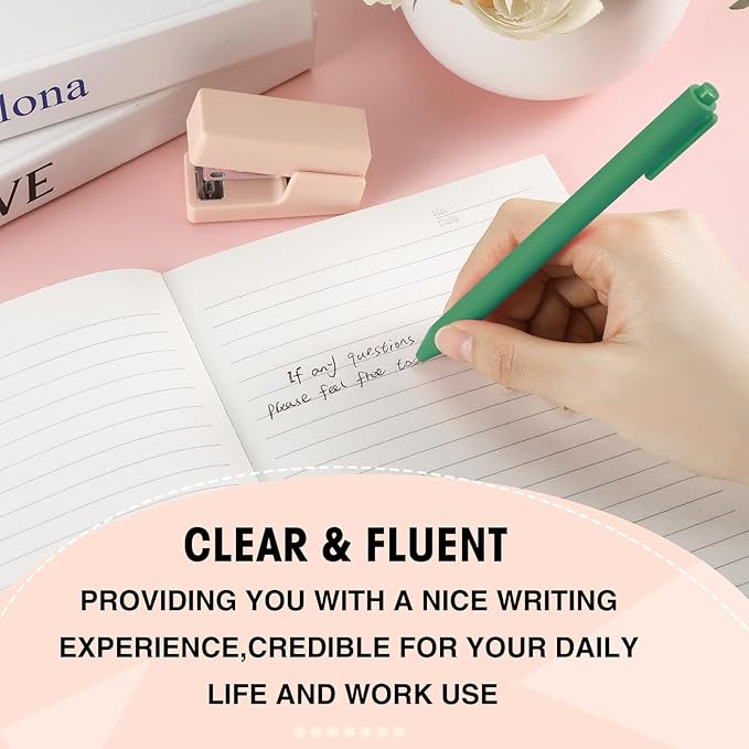 Fulmoon 50 Pcs Ballpoint Pens Bulk Retractable Comfortable Writing Pens Cute Back to School Supplies in Medium Point 1.0 mm for Teacher Student Bridal Shower Baby Shower (Avocado Green)