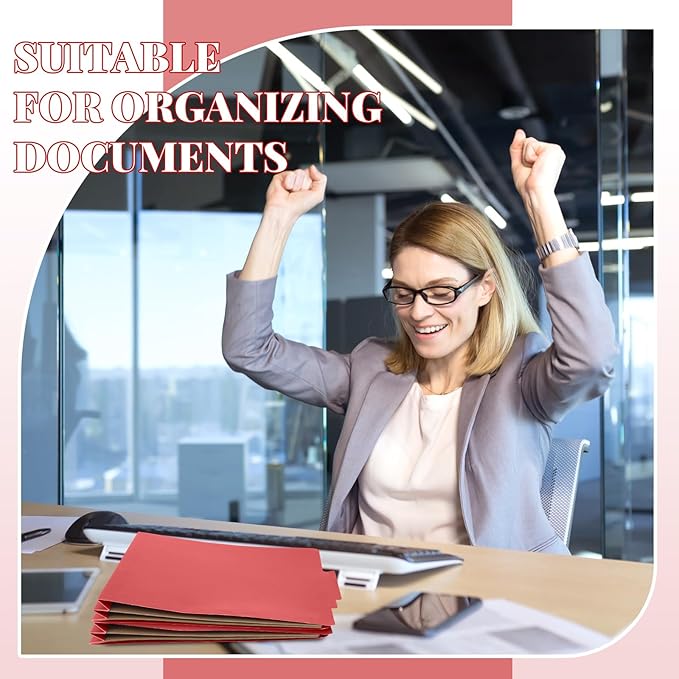 Skyygemm 12 Pcs Classification Folders Letter Size, 2 Pocket Dividers Pressboard File Folder with Fasteners, Expanding File Organizer Bulk for Teachers, Clergy, Office, Church, Christmas (Red)