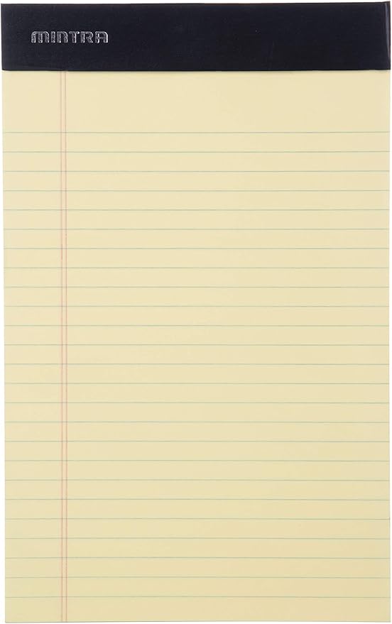 Mintra Office Legal Pads - ((BASIC CANARY 6pk, 5in x 8in, NARROW RULED))