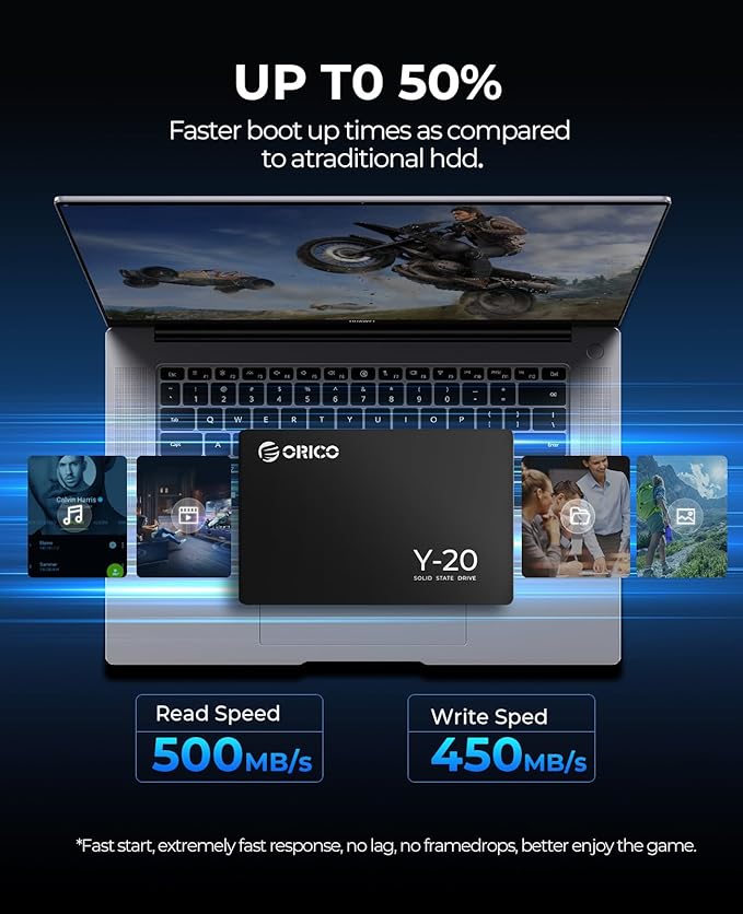 ORICO 1TB SATA SSD 2.5 Inch Internal Solid State Drive, Read Speed up to 500MB/s, SATA III 6Gbps for Desktop Laptop NAS DIY External Drive - Y20