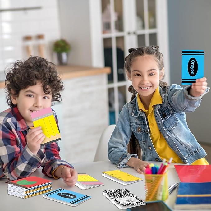 48 Pack Back to School Party Favor Mini Composition Books Small Pocket Size Crayon Pencil Apple Teacher Appreciation Notebooks for Students First Day of School Gift Favors Classroom Prize 5x3 Inch