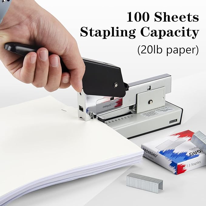 IMLIKE Heavy Duty Stapler with 2000 Staples: 100 Sheets High Capacity Manual Office Stapler, Metal,Jam Free,for Paper Binding, Include 23/8 & 23/13 Staples Each 1000PCS