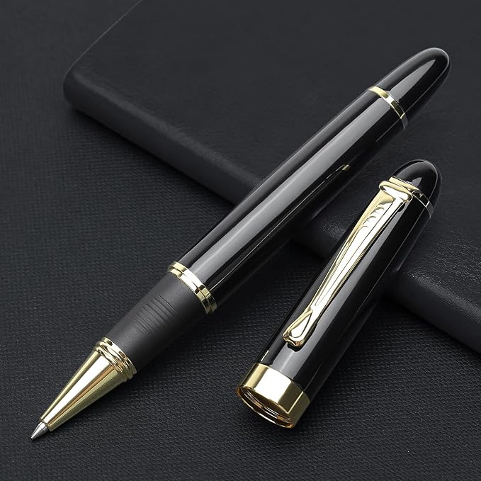 YIVONKA Luxury Ballpoint Pens Nice Ball Pen Best Gift for Men Professional Executive Office BallPens Classy Gift Box Ballpoint Black Refill Line width 0.5mm (Black)