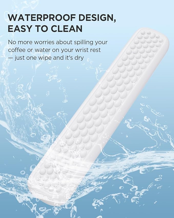 Lekvey Ergonomic Wrist Rest for Computer Keyboard - Memory Foam with Massage Points & Waterproof PU Leather Wrist Pad, Carpal Tunnel Support for Office/Gaming, Typing Pain Relief, Easy-Clean（White）