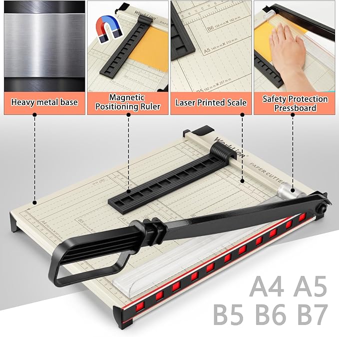 WORKLION Guillotine Paper Cutter A4 – Heavy Duty Paper Trimmer with Safety Guard,15 Sheets Capacity, Precision Guillotine Cutter for Cutting Paper, Card,Photos,Vinyl and More with Ease.