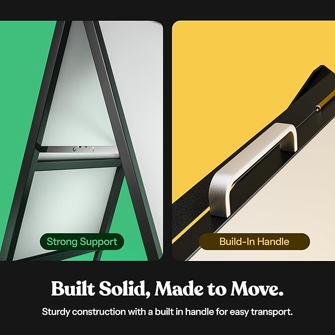 T-SIGN A-Frame Sign for Outdoors, Sidewalk Menu Board 24 X 36 Inch Folding Slide-in Board - Heavy Duty Portable Sandwich Board, Metal Double Sided 2 Corrugated Plastic Poster Boards for Restaurants