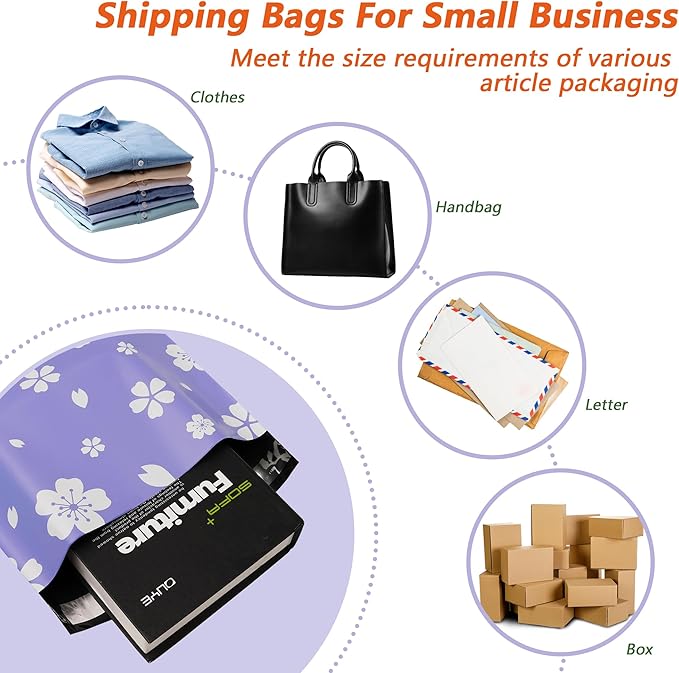 Poly Mailers 10x13 Inch 100 Pcs - Cherry printed Shipping Bags, 2.4mil Thickness, Waterproof and Tear Resistant Mailing Envelopes, Self-Sealing Packaging Bags for Small Business