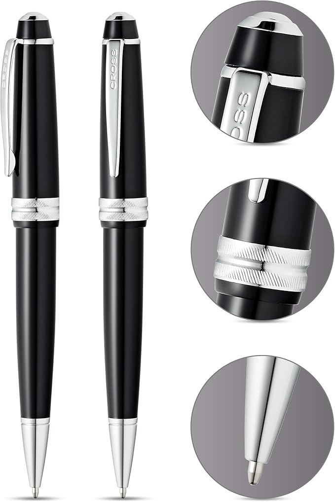 Cross Bailey Light Refillable Ballpoint Pen Presented in a Everyday Gift Box - Medium Point, Black Ink, Glossy Black