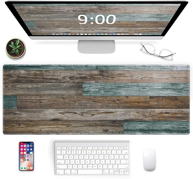 Galdas Gaming Mouse Pad Vintage Wood Grain Pattern XXL XL Large Mouse Pad Mat Long Extended Mousepad Desk Pad Non-Slip Rubber Mice Pads Stitched Edges Thin Pad (31.5x11.8x0.12Inch)