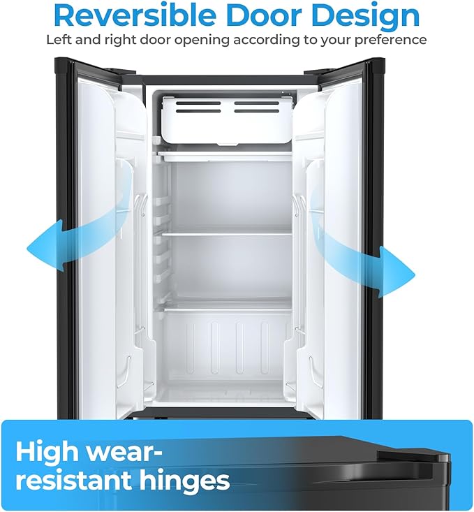 Antarctic Star 3.2 Cu.Ft. Mini Fridge with Freezer, Small Refrigerators with Adjustable Thermostat, Low Noise, Energy Saving, Compact Refrigerators for College Dorm, Office, Bedroom, Apartment, Black