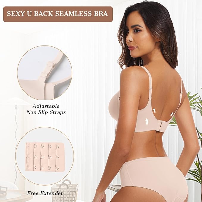 OEAK Womens Wireless Bras Comfortable Push Up Bra No Underwire Bra Full Support Lift Bralette Everyday Seamless Tshirt Bras