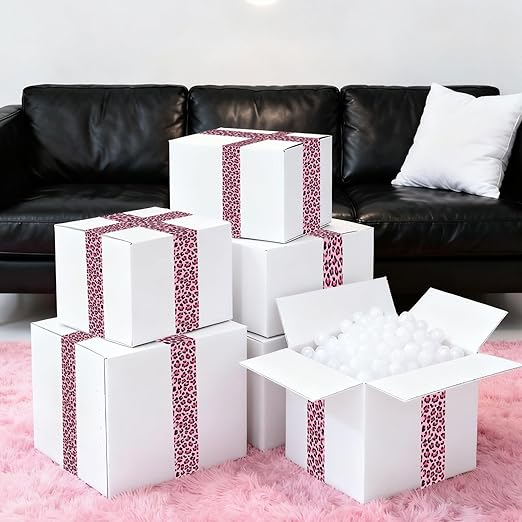 Whaline 109 Yard Leopard Print Packing Tape Pink Waterproof Shipping Tape Pink Safari Jungle Leopard Gift Wrapping Tape for Small Business DIY Crafts Box Carton Decor