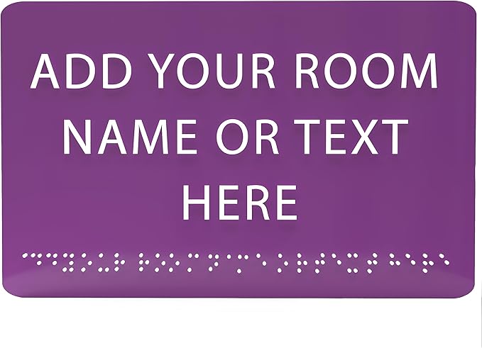 9" X6" Personalized Custom Sign - ADA Compliant Tactile Graphics Grade 2 Braille Text Acrylic Wall Signs - Add Your Room Name Text Sign for Home School Office Business Workplace