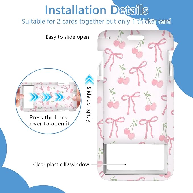 Bow Badge Holder Reel Lanyard,ID Card Badge Holder Retractable Name Tag Clips for Doctor Nurse Teacher Office Student