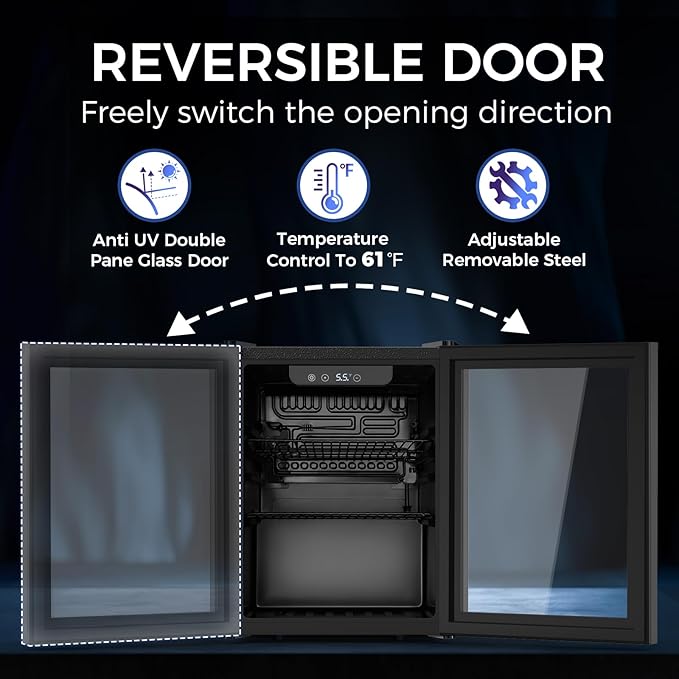 68 Cans Beverage Refrigerator Cooler, 1.7 cu.ft Mini Fridge Glass Door Drink Cooler for Beer, Soda,Wine, Digital Temperature Control for Home Office Bar