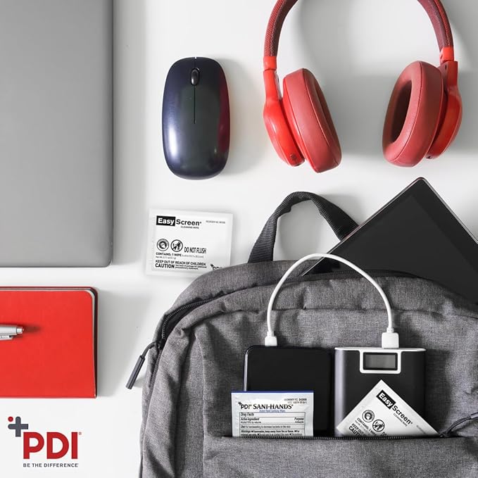 Easy Screen, Premium Screen Cleaning Wipes, Electronics, Touchscreens, and Glasses Cleaner, 50 Individual Packets Per Box, Large 5” x 8” Wipe