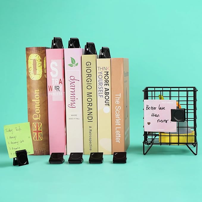 VNDUEEY 24Pcs Strong Whiteboard Magnets Magnetic Clips Heavy Duty, Refrigerator Magnets, Black Metal Magnet Clips for Home, Office, Classroom Teacher Supplies